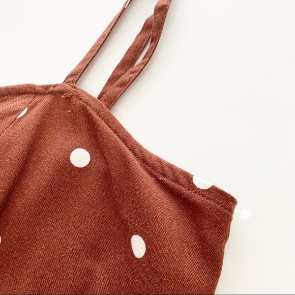 Topshop Maroon Polka Dot Crop Top - Picture 3 of 6